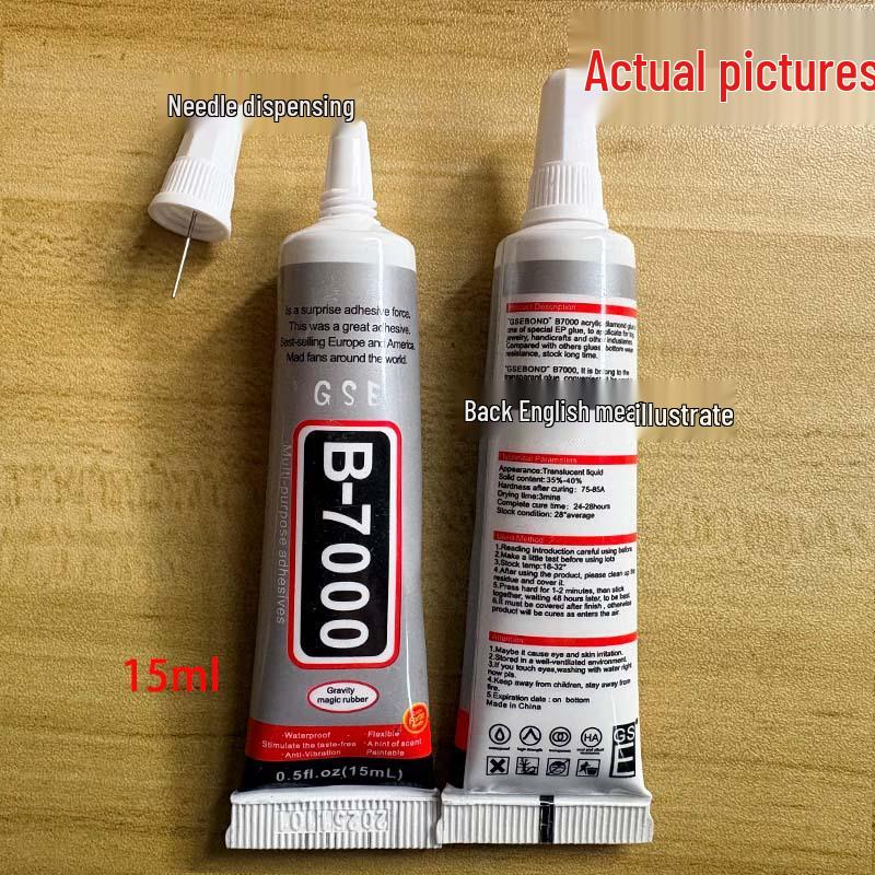 Adhesivo B7000 con Aplicador de Aguja para Pantallas de Móviles, Joyería, Pegatinas de Pedrería DIY, Pegamento Transparente y Fuerte