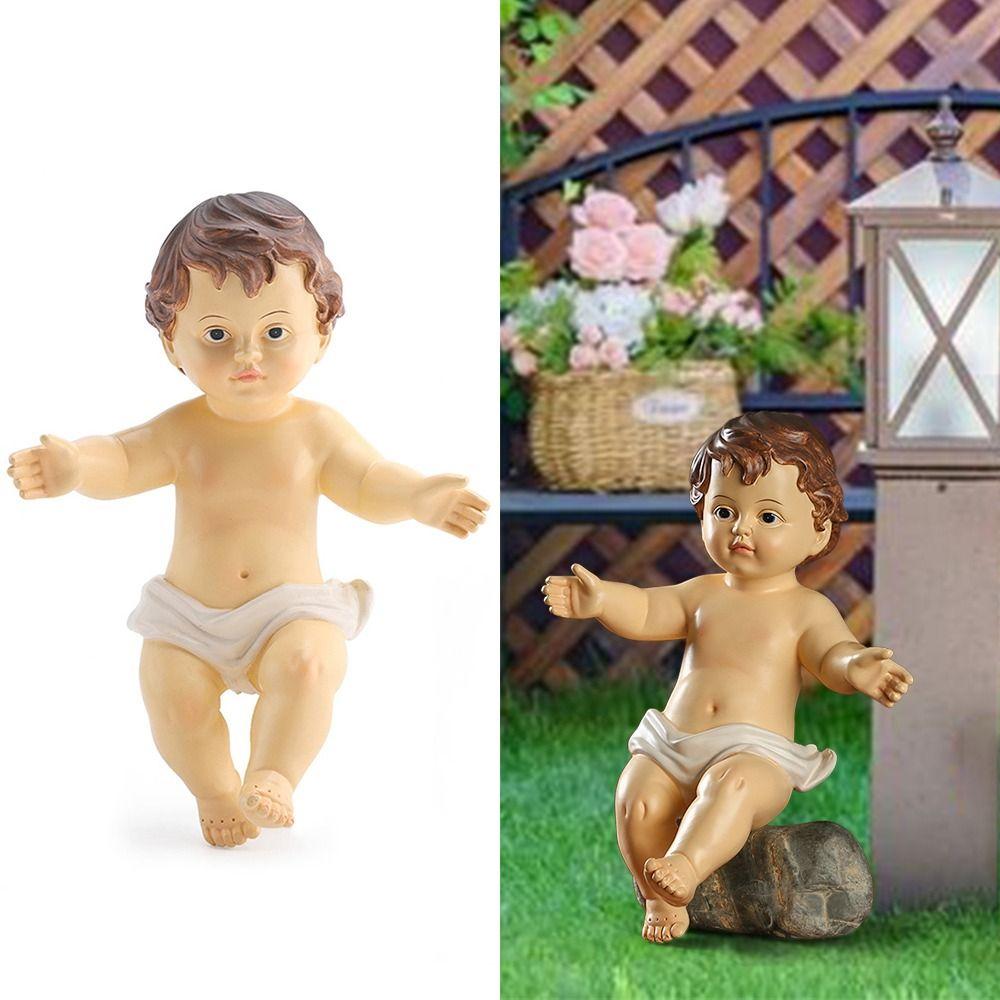 

Resin Clotless Doll Ornament Creative Cute Baby Figurine Home Decor Courtyard Doll Sculpture 10cm