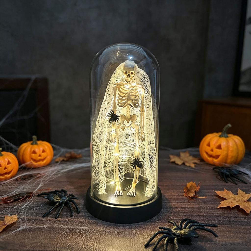 Glass Music Box with Light - Halloween Christmas Ornament Tabletop Decoration Gift