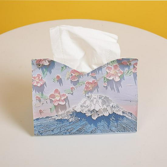 Luxury Oil Painting Style Tissue Box - High-Value Pull-Out Dispenser for Living Room, Toilet, Restaurant.