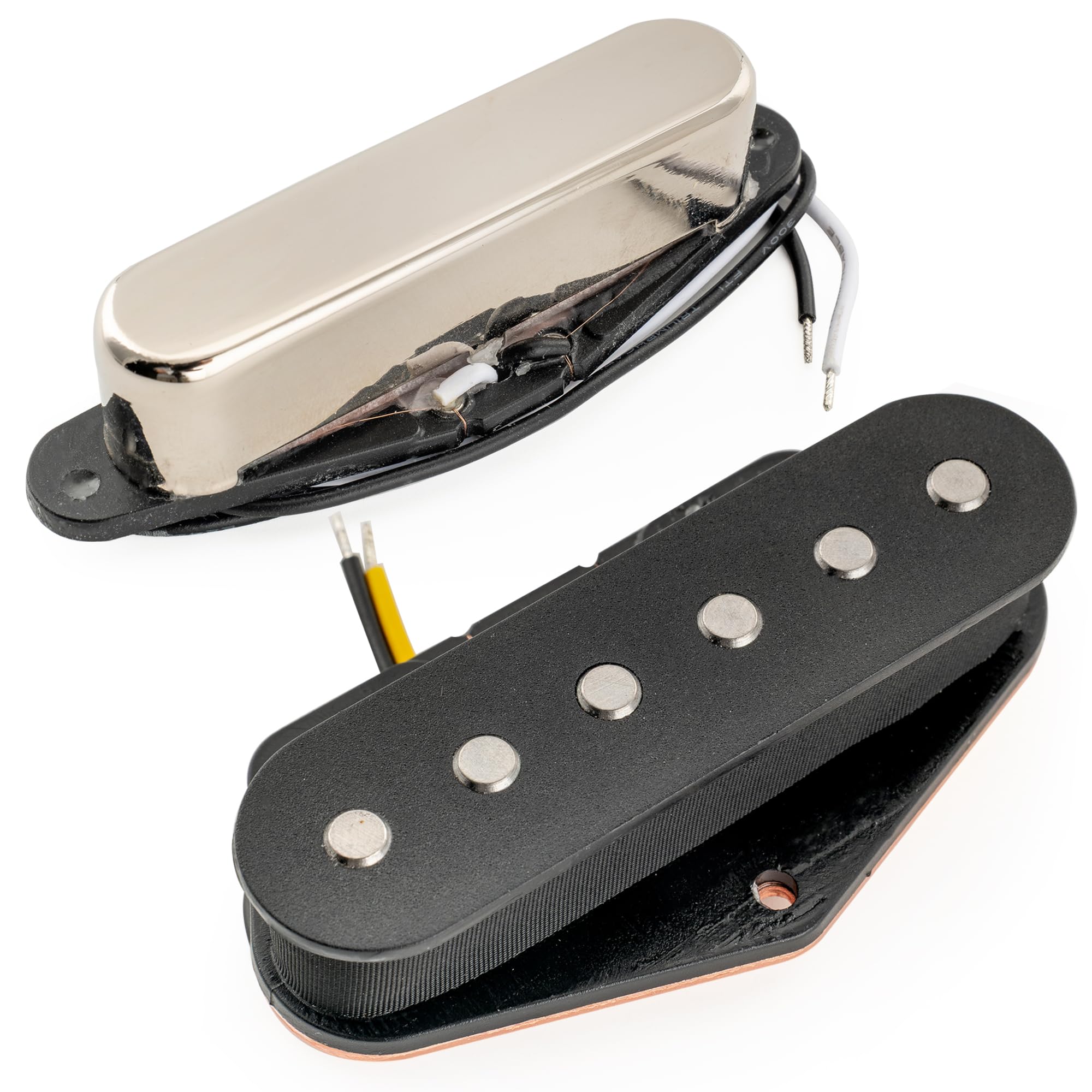 Musiclily Pro TL-60S Сингл-катушечные звукосниматели Alnico 5, Комплект для грифа и бриджа (8K/7.3K) для электрогитар Telecaster, Никель