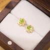 Natural stone small fresh sunflower earrings s925 sterling silver gold-plated stud earrings women's exquisite design sense fashion retro jewelry gifts