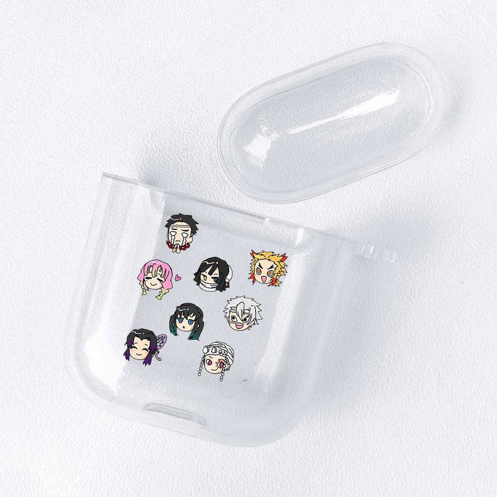 Demon Slayer Nezuko Zenitsu Tanjirou Transparent Airpods-veske for Funda Airpods 2/1-deksel Kimetsu No Yaiba Soft TPU-veske Coque