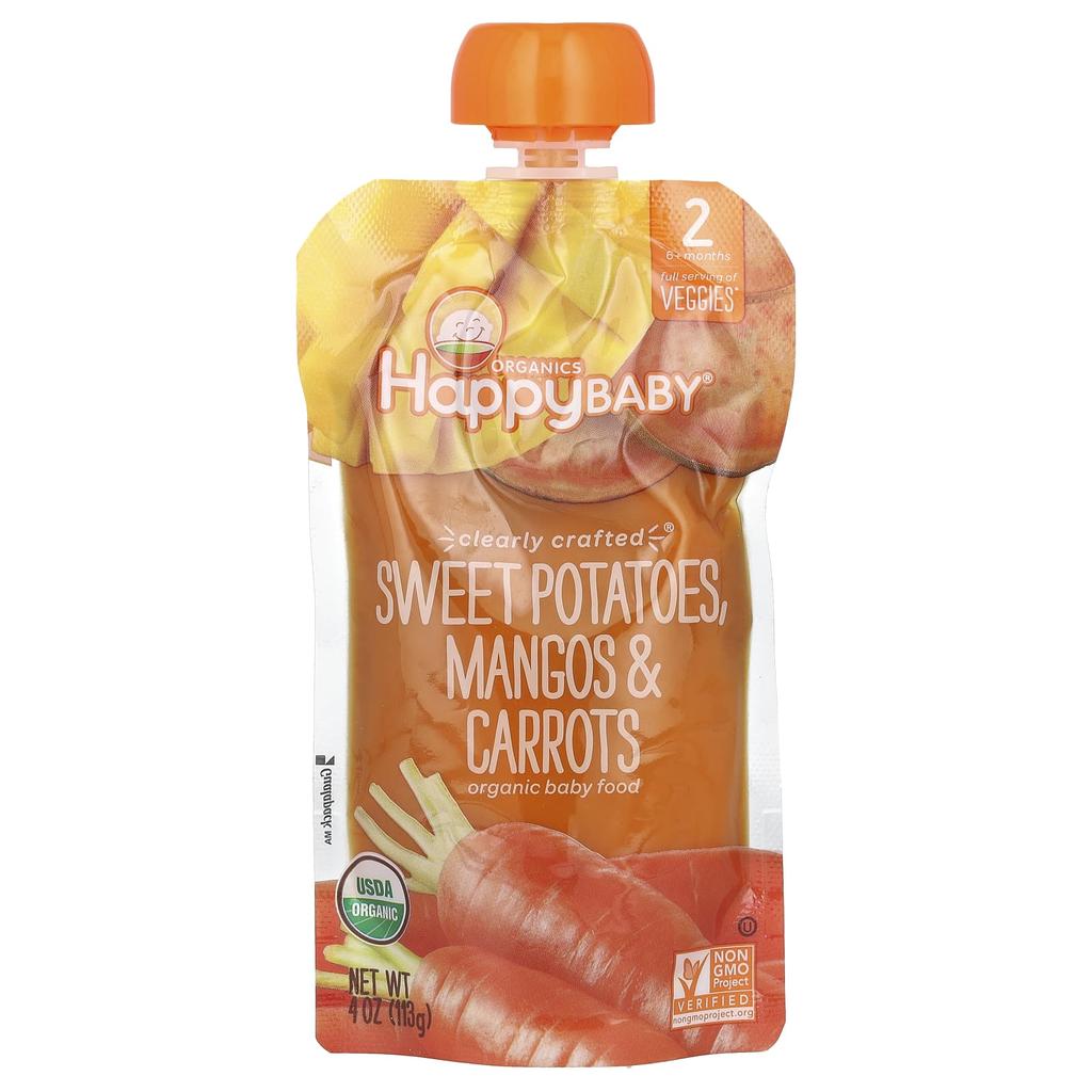 Happy Family Organics Happy Baby, Organic Baby Food, 6 Months and Up, with Sweet Potato, Mango and Carrot, 4 Oz (113 G)