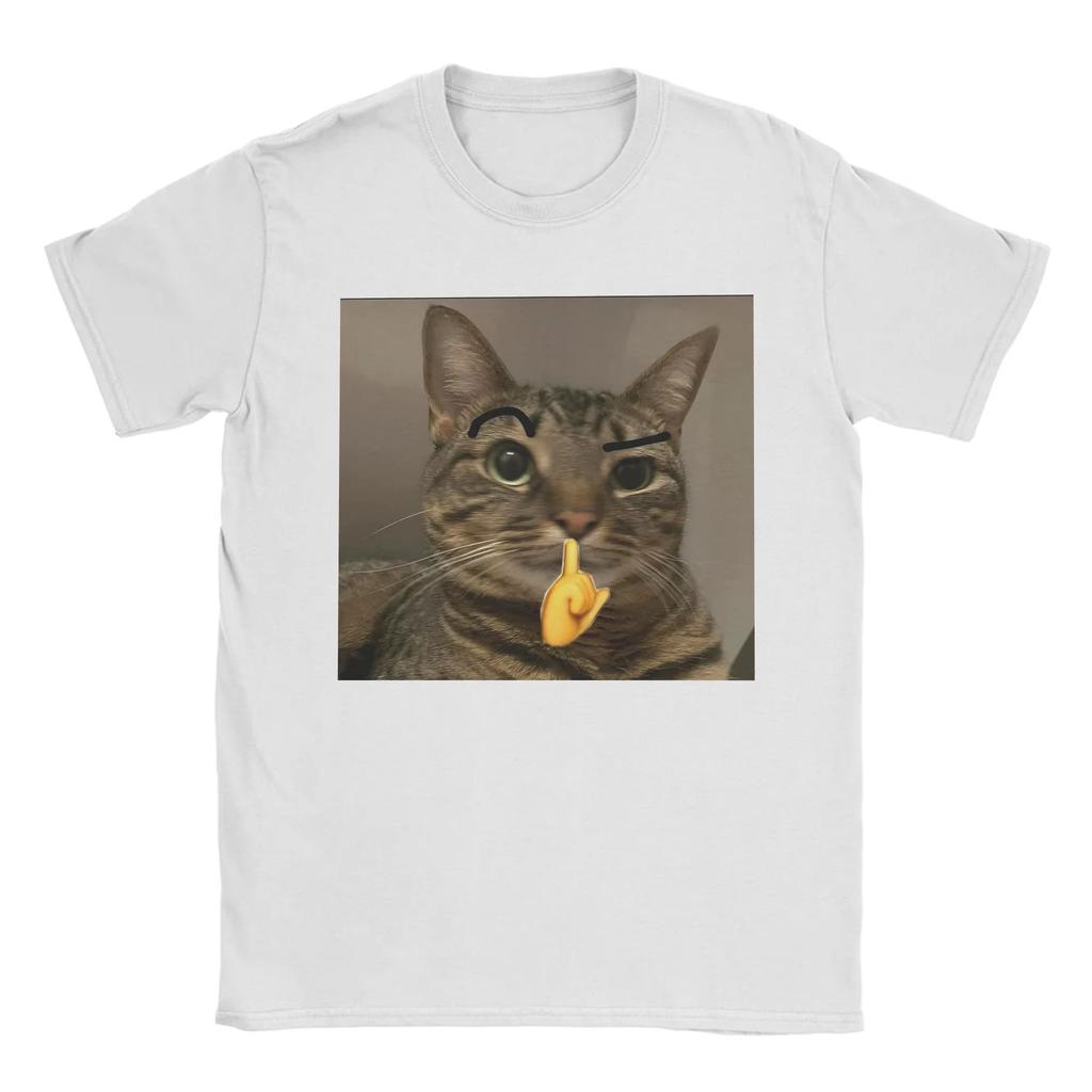 2025 Summer Funny Smoking Cat Meme Men's T Shirts Funny Tees Short Sleeve Round Collar T-Shirts 100% Cotton Plus Size Tops Tees