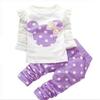 Summer Cotton Girl Clothes Cute Long-sleeved Cartoon Animal Baby Suit Round Neck Clothes + Pants Suit