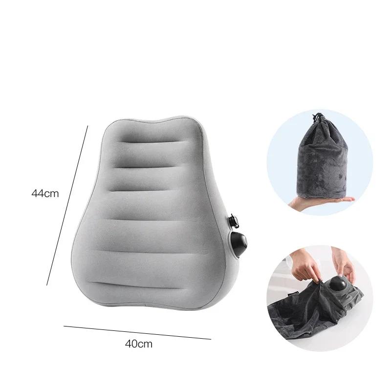 

Ergonomic Inflatable Lumbar Support Pillow Press Type Cushion Back Comfort Long-distance Flights Daily Use Travel Rest Pillow