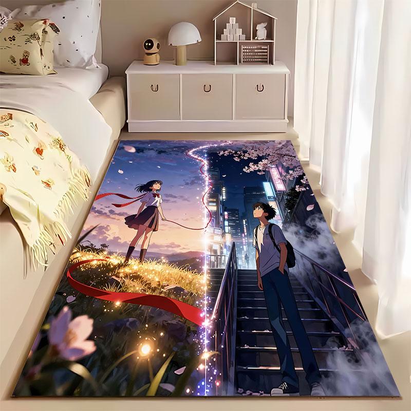 Anime Sky and City Pattern Carpet suitable as a non-slip mat for the living room or bedroom sofa