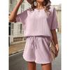 round Neck T-shirt Loose Shorts Set Pure Color Crew Neck T-shirt Loose Shorts Suit