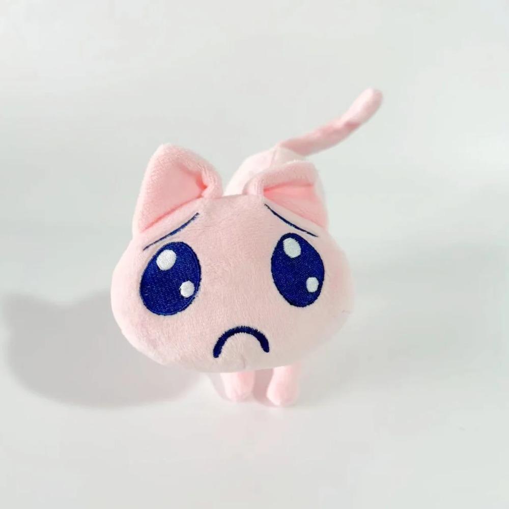 Nowe Kreskówkowe Różowe Smutne Kotki Pluszowe Zabawki Kawaii Mini Nieszczęśliwy Kot Zwierzątka Pluszowa Lalka Uroczy Kot z Dużymi Oczami Pluszowa Lalka Pluszak Prezent na Imprezę