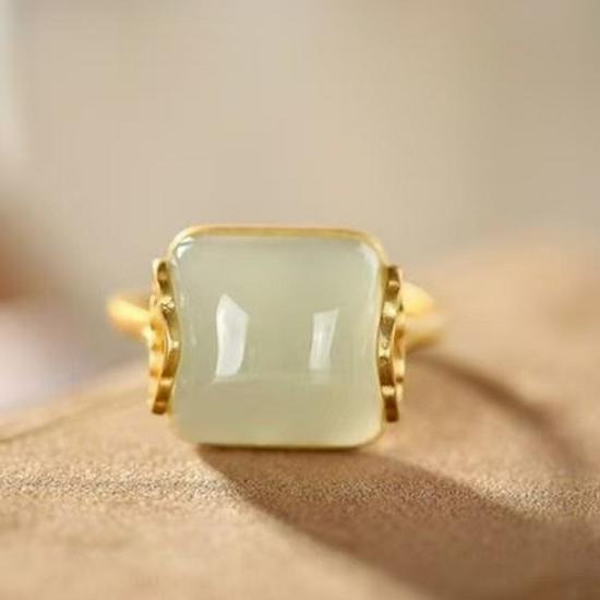 Ethnic Cloud Pattern Retro Jade-Inspired Elegant Women's Open Ring