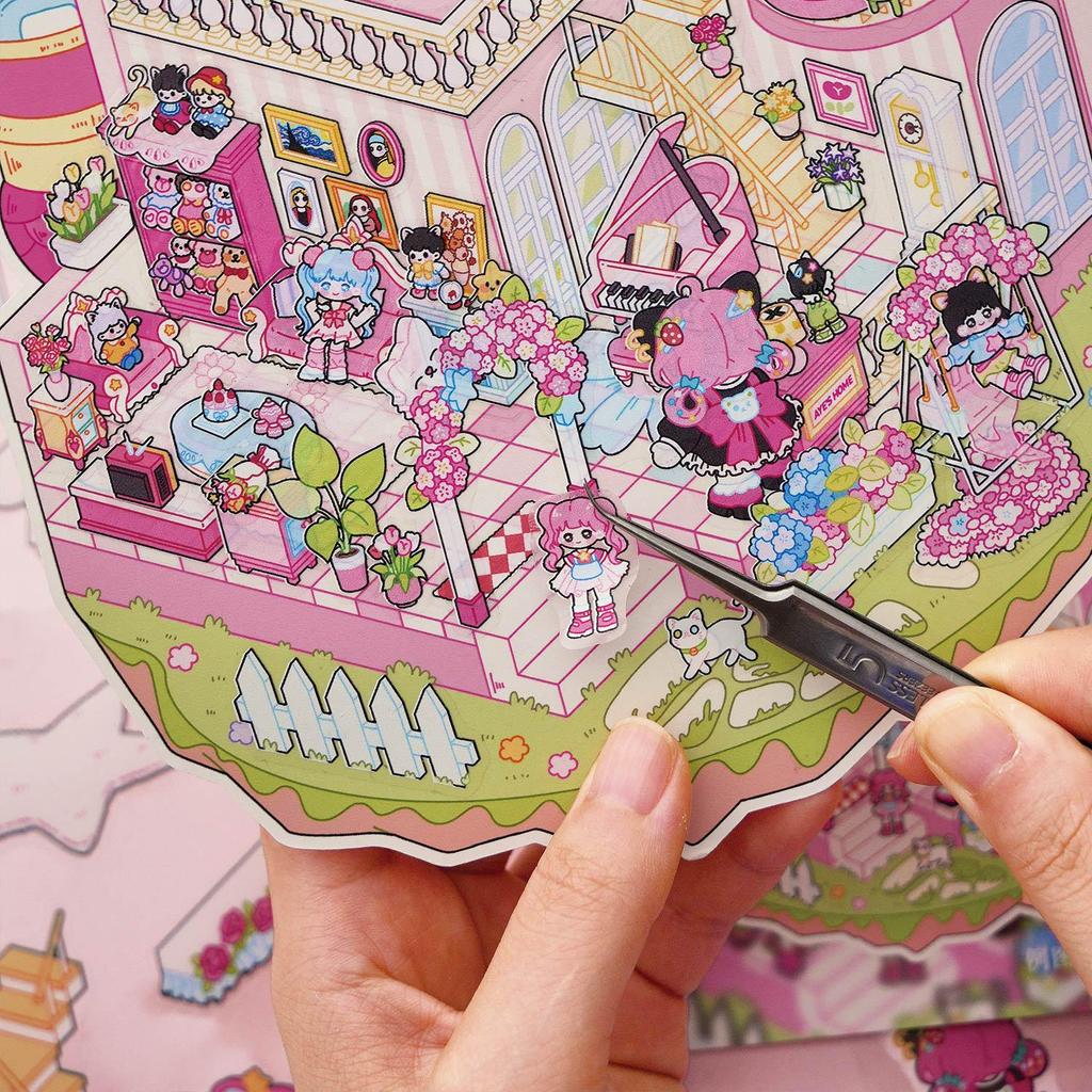 Miniature Landscape Stickers: Heartbeat Little Dwelling Series - 2.5D DIY Scene Decor