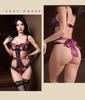 Night Scarlet Lace Temptation Lingerie Bodysuit with Underwire - Erotic Suspender Set for Petite Women