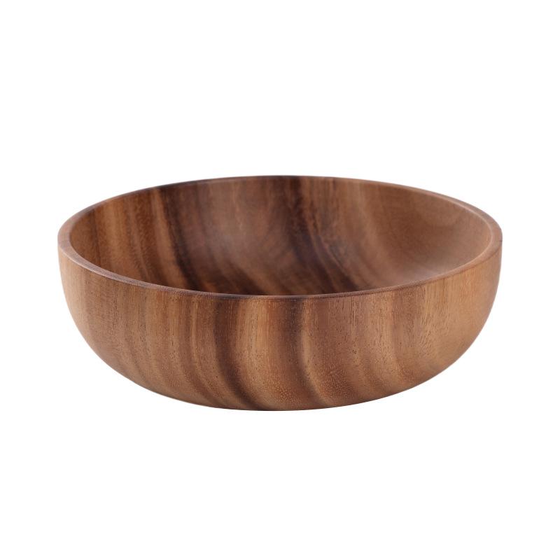 Japanese-Style Acacia Wood Salad, Rice, Ramen, and Soup Bowl