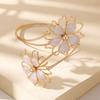 Enamel Glaze Open Arm Bangle Adjustable Armband Elegant Flower Bracelet  Arm Accessories