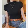 2025 Women's Slim Fit Short Sleeve High Collar Casual T-Shirt