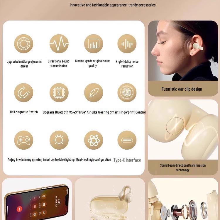 Bone Conduction Wireless Bluetooth Earbuds - 2026 Model, Ear Clip/Hooks for Men & Women Sports