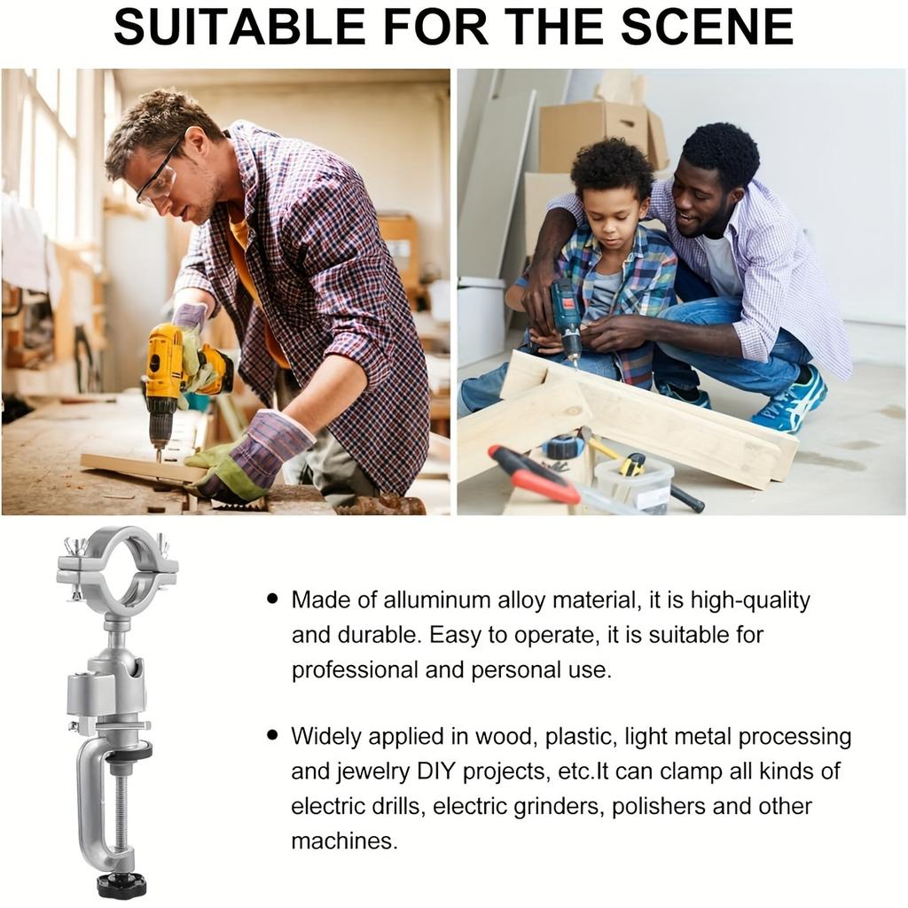 360 Degree Bench Clamp Vises Grinder Holder Electric Drill Stand Holder Bracket for Universal Work DIY, Adjustable
