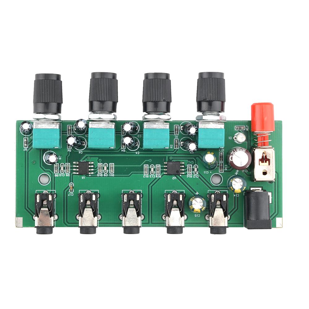 DC 5V-12V AU-401 2/4 Channel Input 1 Channel Output Audio Signal Mixing Board Module Sound Mixer Stereo Control Amplifier Board