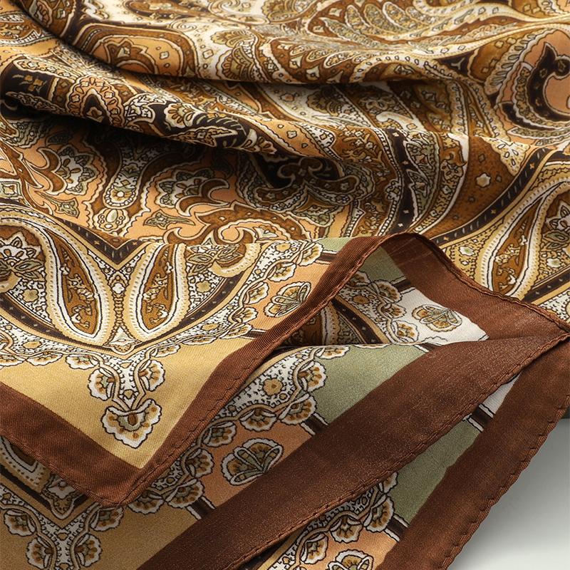 Design Châle Foulard 2024 Carré Foulard en Soie pour Femmes Hijab Imprimé Floral Satin Sac à Main Poignets Écharpes Bandana