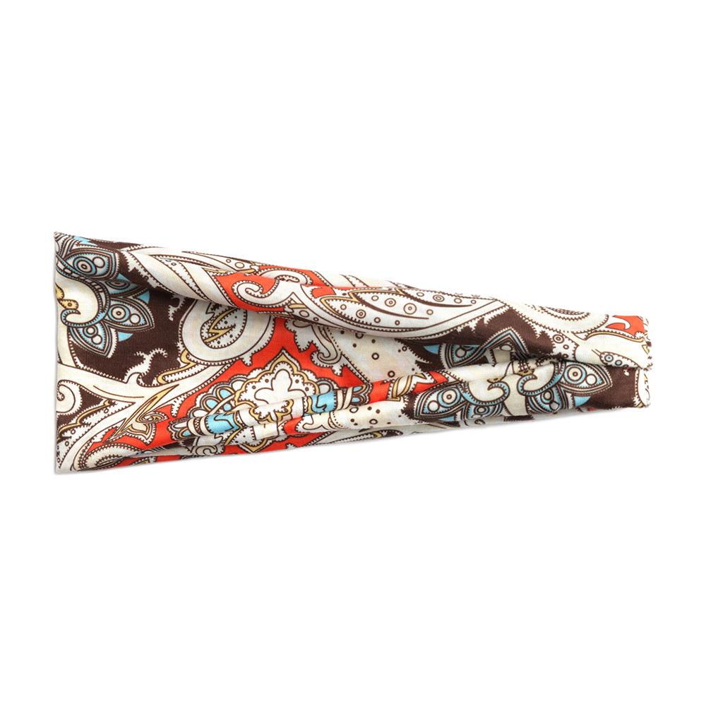 Dámská sportovní jógová pot absorbující čelenka - Široký okraj, Tištěný design, Vlasový doplněk