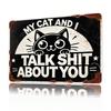 Metal Wall Art Sign Funny Vintage Home Decor Cat Theme Wall Hanging for Living Room Cafe Bar