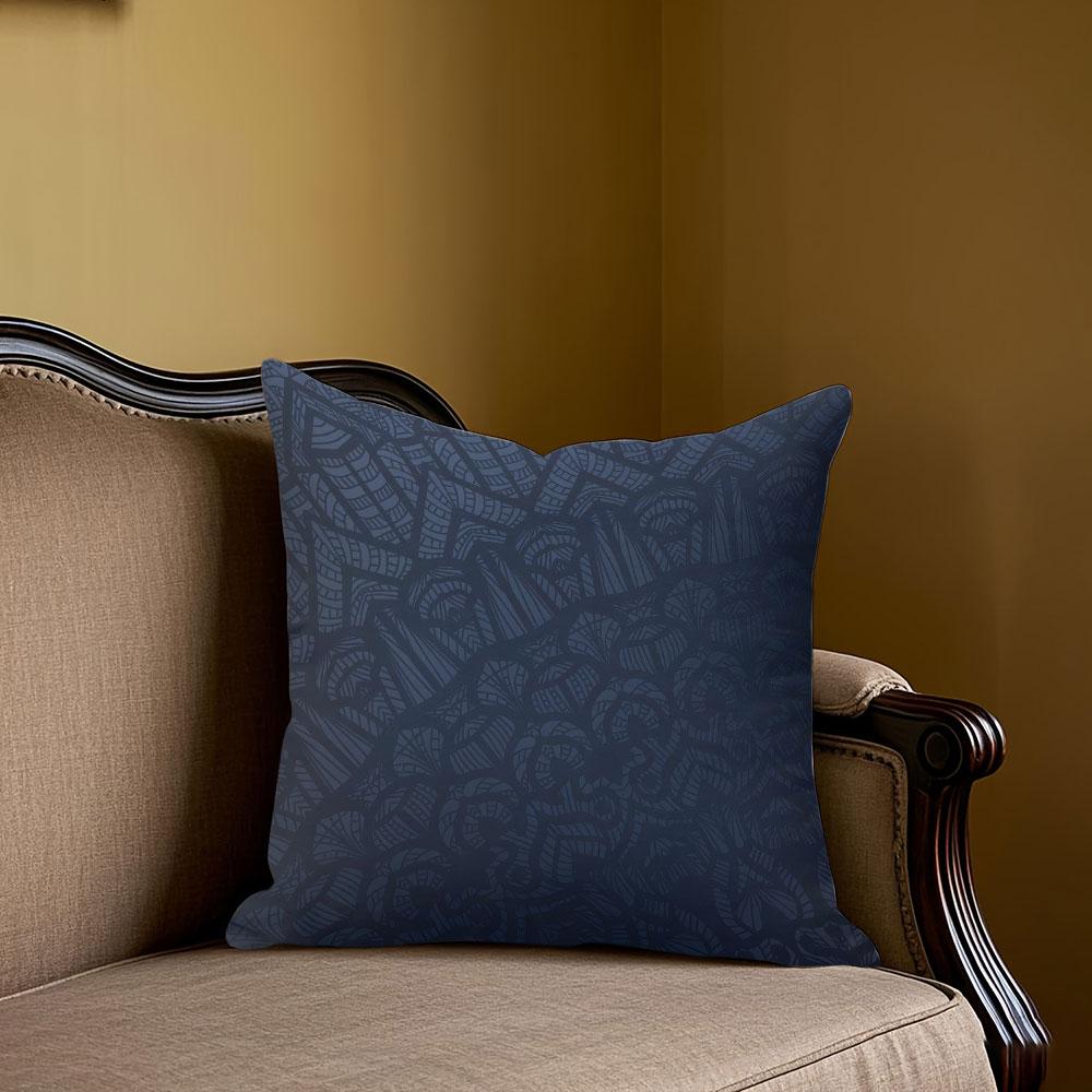 Midnight Geometric Maze Square Jacquard Pillow Cover for Sofa Office Waist Cushion Cover Home Decorative Pillowcase