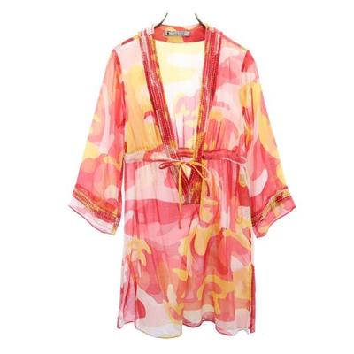 Silk Blend Overall Handle 7 Minutes Sleeve See Through Tunic Women Used