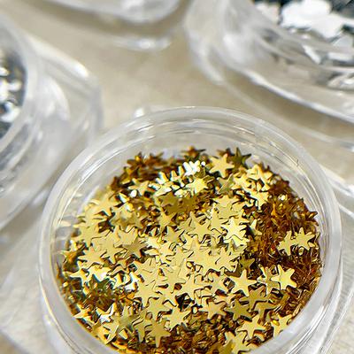 Paillettes a Stella Laser Olografiche Amore Glitter per Unghie Mix Oro Argento Dimensioni Varie Paillettes Fai da Te Decorazioni per Unghie Strumento