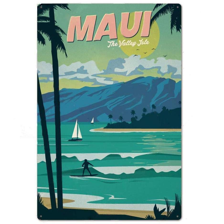 Plaques Metal Tin Sign Beach Holiday Surfing Wall Signs Art Decoration Vintage Tinplate Poster Bar Garage Garden Decor Plates