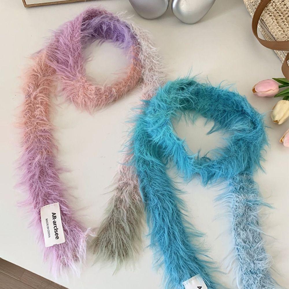 Korean Style Long Narrow Scarves Soft Harajuku Plush Scarf Sweet Y2K Thin Scarf  Girls