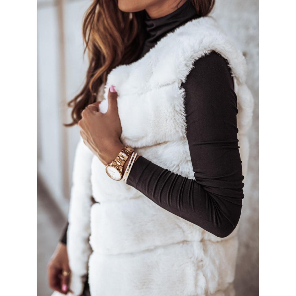 Women's Winter Autumn Long Faux Fur Vest Sleeveless Jacket Casual Outerwear For European American Style