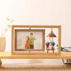 6 Inch Wooden Photo Frame Rotatable with Pendant Rotating Picture Frame Handmade Natural Wood Finish Double Sided Frame