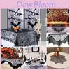 Elegante Toalha de Mesa Preta de Renda para Halloween com Padrão de Teia de Aranha Para Decoração Festiva