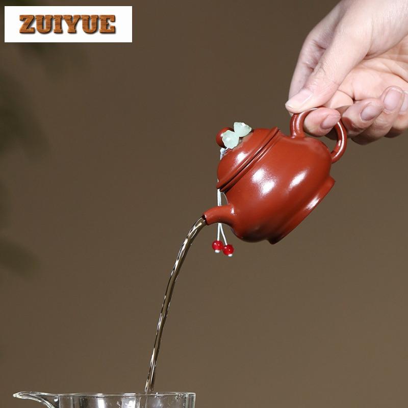 95ml Autentiska Yixing Lila Lera Tekannor Handgjord Pan Pot Rå Malm Dahongpao Lera Vattenkokare Kinesisk Zisha Teservis Cha Tillbehör