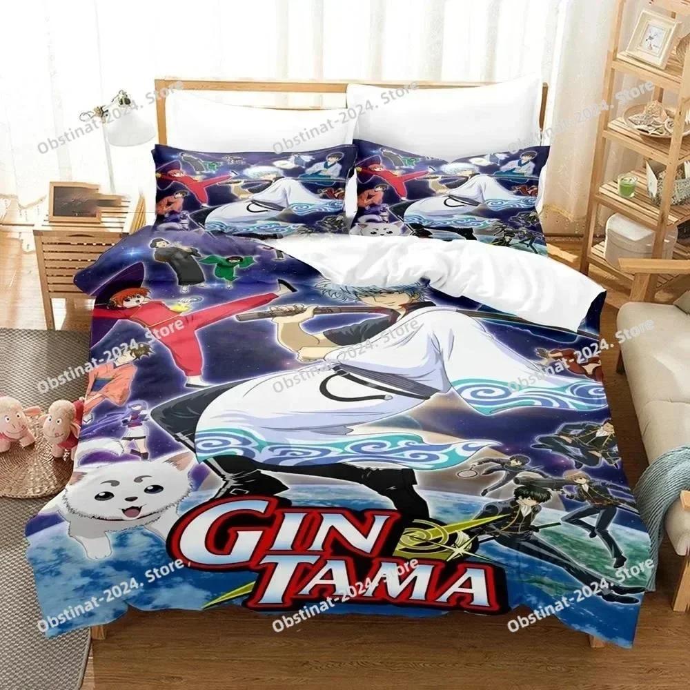 3D Gintama Bedding Set Anime Gintoki Sakata Printed Single Comforter Quilt Duvet Cover Pillow Case 3 Pieces Sets Kids Adult Size