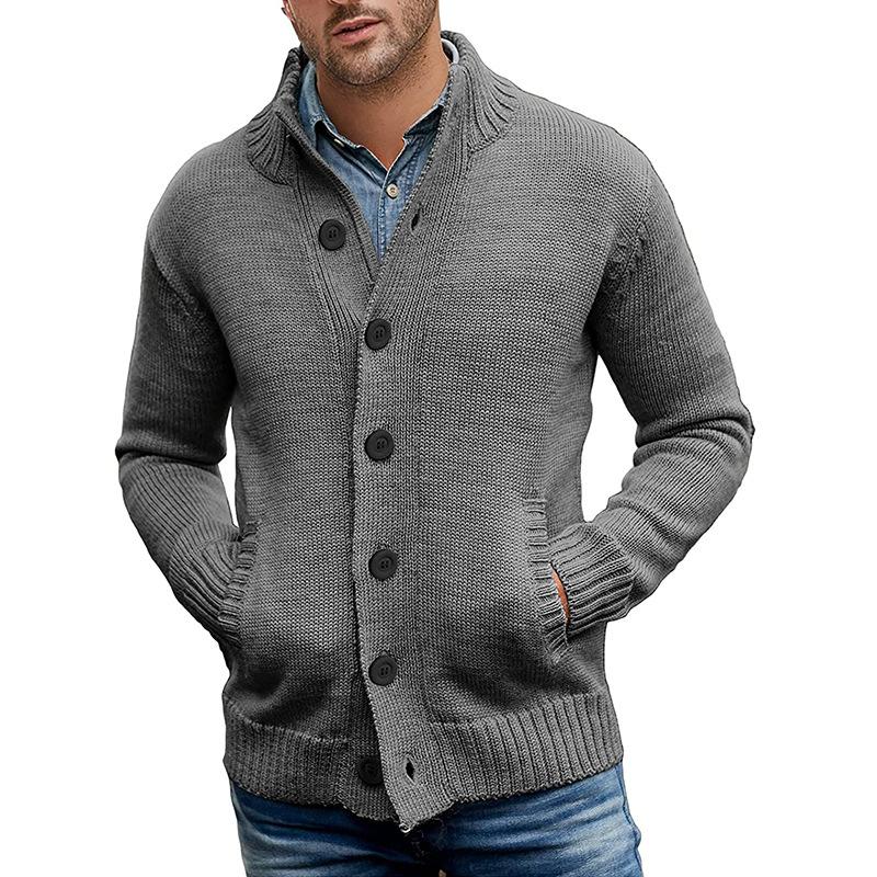 2025 Men's Solid Color Single-Breasted Knitted Sweater Cardigan for Fall and Winter