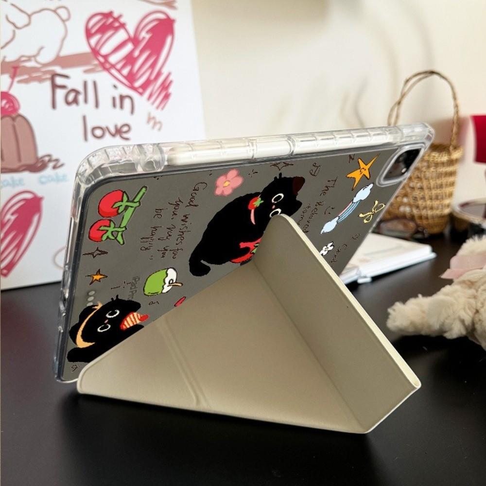 TPU Tablet Case Drop-proof Cute Black Cat Tablet Protector for iPad 5 6 7 8 9 10 11th/Air1-7/ Pro 18 19 20 22/ Mini 6 7