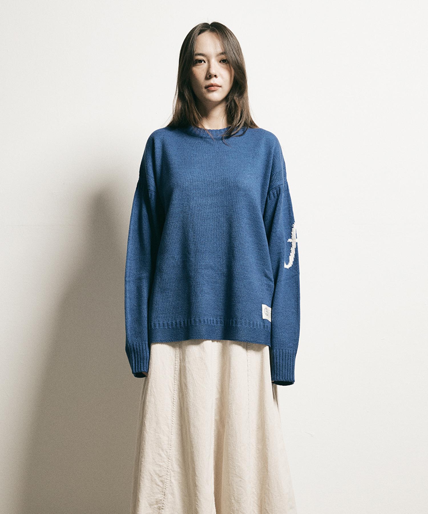 Pep Studio F Logo Round Wool Pullover (Cobalt Blue) Cobalt Blue/L