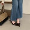 2025 Autumn Pointed Stiletto High Heels One-pedal French Kitten Heel Single Shoes Light Mouth Temperament Commuter Work Shoes