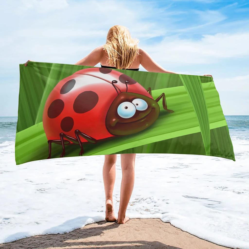 Ladybug Beach Towel Microfiber Cartoon Insect Bath Towel Quick-dry Swimming Cover Soft Portable Camping Sport Spa Travel Towels