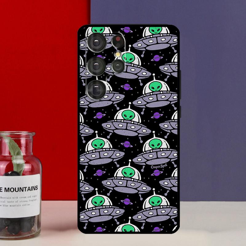 Aesthetics Cute Cartoon Alien Funda Case For Samsung Galaxy S25 Ultra S9 S10 S20 S21 FE S22 S23 Plus S24 Ultra Phone Cover