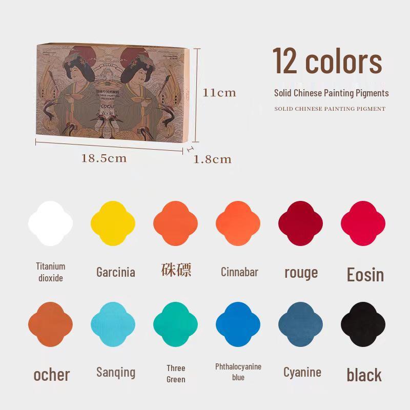 Rubens Han Series: Solid Chinese Painting Pigments In 12, 18, or 24 Colors for Landscape, Ink Wash, and Gongbi Art.