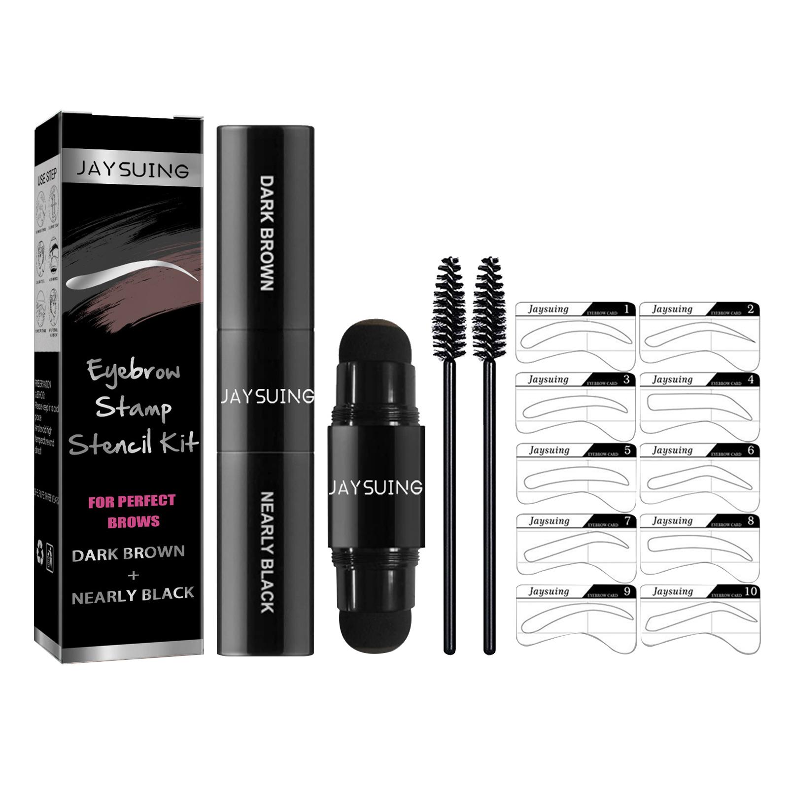 

Набор трафаретов для бровей Jaysuing Eyebrow Stamp Stencil Kit Natural Hairline Powder 1 * Отпечаток бровей / 2 * Кисть для бровей / чёрный