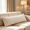 Practical Long Backrest Pillow Cover 53.9 X 20.1 In Ribbed Fabric Reversible Pillowcase for Sofa Bed Rest Area