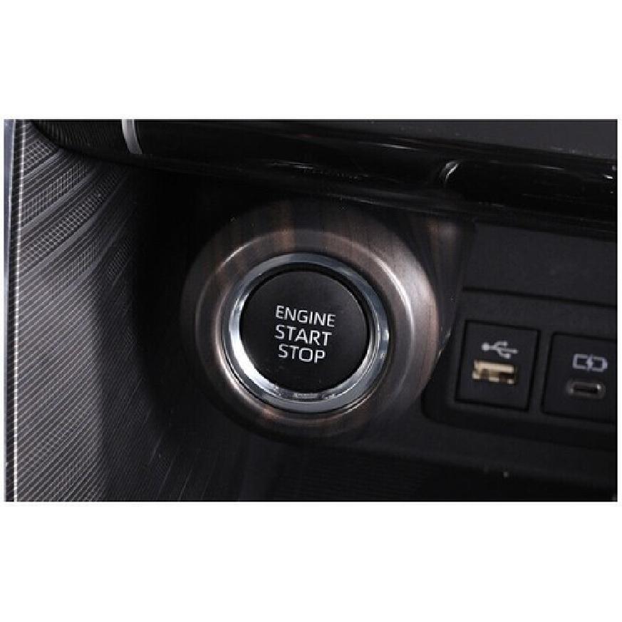 Dark Wood Grain One-Click Startup Frame Cover Trim Fit For Toyota Venza -23