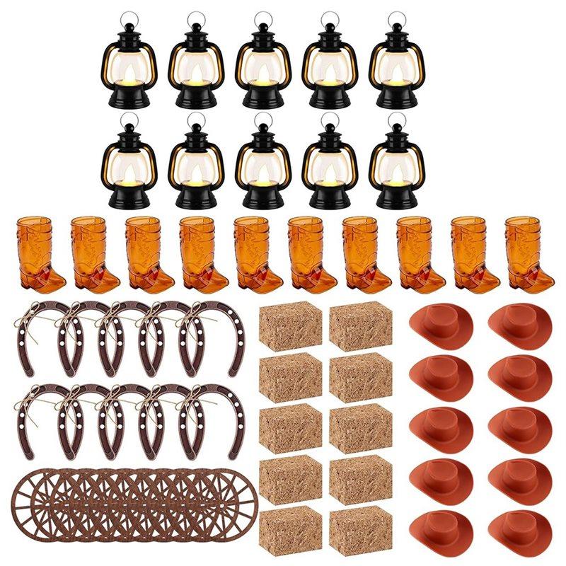 

SHGO-60 Pieces Lantern Decor For Cowboys For Rustic Country Theme Party Centerpiece Birthday Decoration With Cowboy Hat Boot
