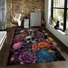 Floral Skull Art Carpet suitable as a non-slip mat for the living room or bedroom sofa