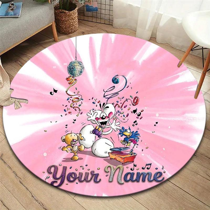 Diddl Custom Name Round Area Rug,Carpet Rug for Living Room Bedroom Sofa Playroom Decor,Non-slip Floor Mat