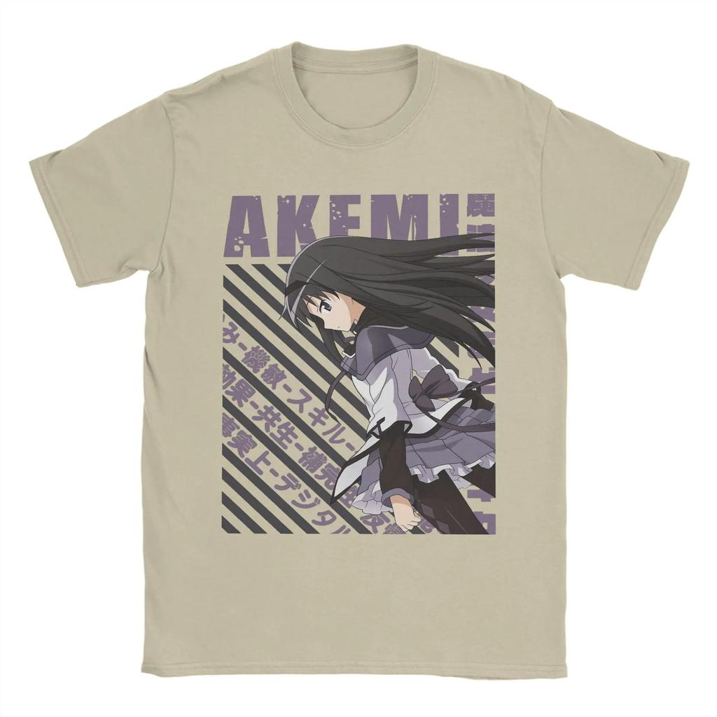 Puella Magi Madoka Magica Homura Akemi Vintage T-Shirt, Unisex Anime Fan Streetwear Tee, 100% Cotton Casual Short Sleeve Top